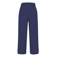 thumbnail image 5 of Jxximdong Pants for Women Solid Straight Elastic Pants Long Drawstring Linen Women Waist Cotton Casual Button Slit Trouser Blue XXXXL Trousers, 5 of 9
