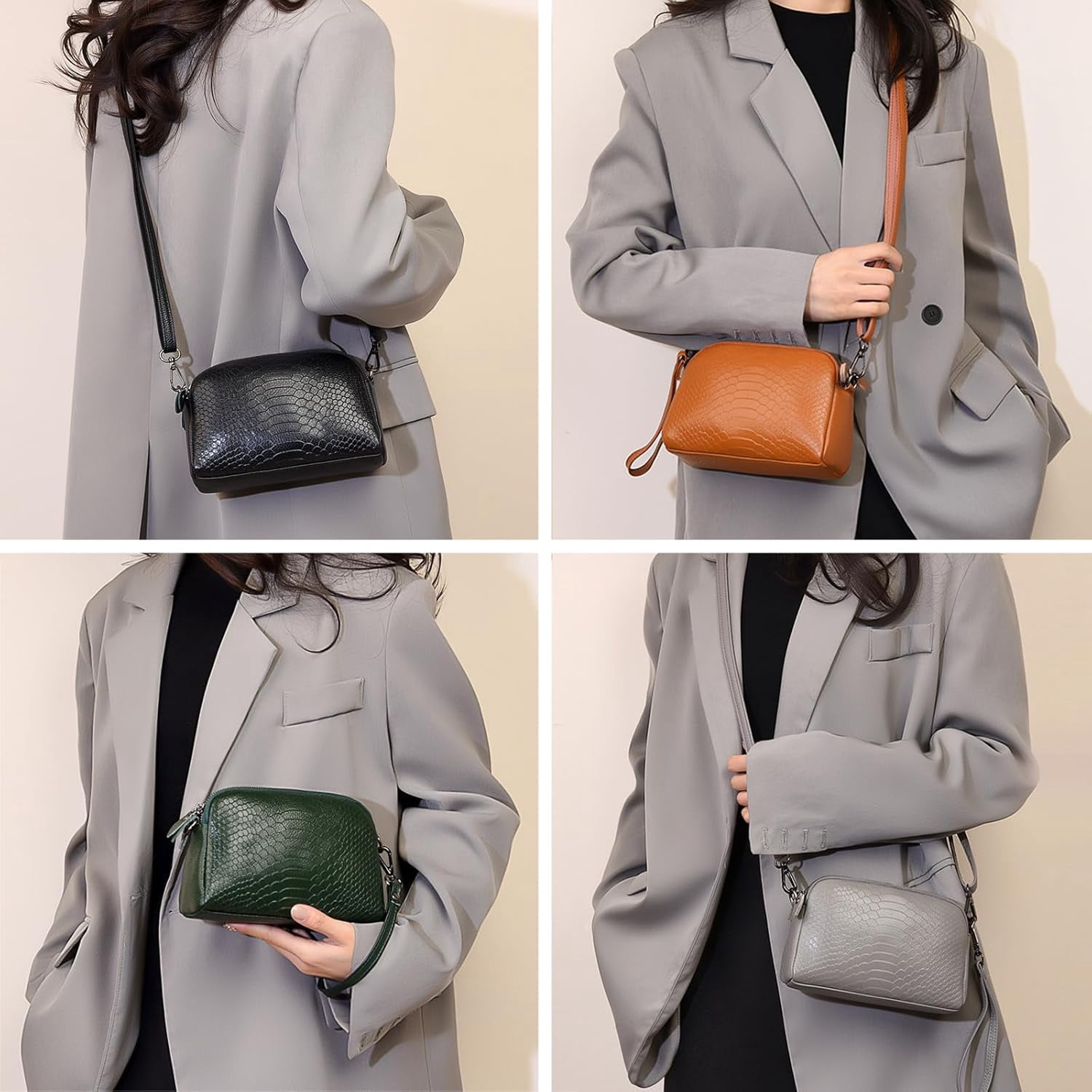 Small Crossbody Bags for Women Genuine Leather Wristlet Clutch Purses Crocodile Pattern Crossbody Purse