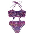 thumbnail image 3 of Alvivi Girls Two Piece Swimsuit Halter Crop Tank Top with Bottoms Summer Seaside Swimwear Purple 6-8, 3 of 7