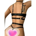thumbnail image 3 of Sexy Pu Leather Strappy Underwire Garter Belt Lingerie Set, 3 of 6