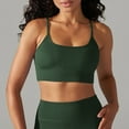 thumbnail image 2 of XFLWAM V Neck Strappy Sports Bras for Women Thin Spaghetti Strap Padded Bra Sexy Wireless Yoga Bra Crop Top Army Green M, 2 of 5