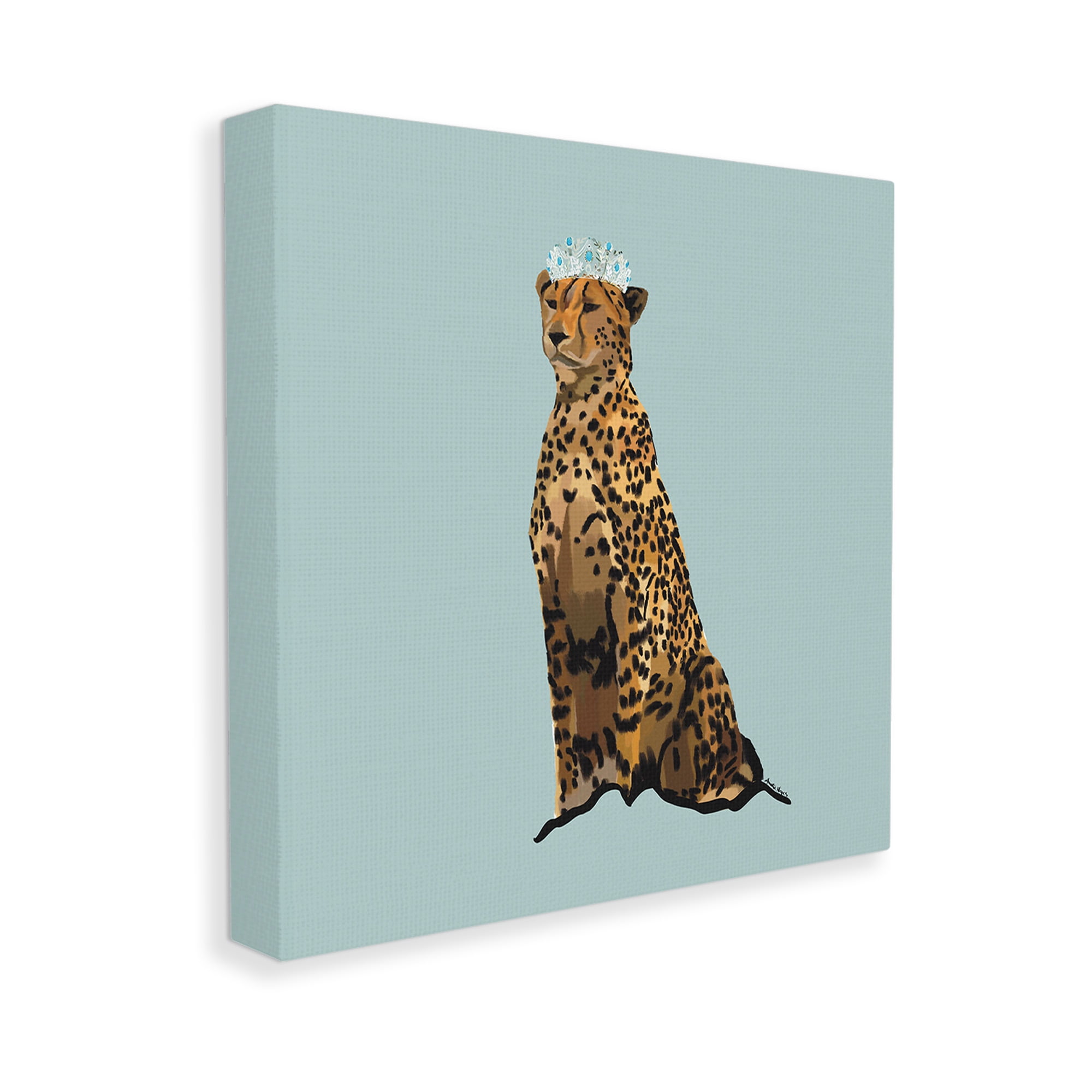 Stupell Industries Regal Leopard with Crown Animals & Insects Painting Gallery Wrapped Canvas Art Print Wall Art, 30 x 30