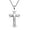 Silver, variant on Mens Womens Cross Pendant Necklace Religious Christian Delicate Jewelry Box Chain 24"-Black
