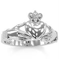 thumbnail image 2 of Classic Claddagh Ring Crafted In Solid 14k White Gold, 2 of 6