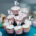 thumbnail image 4 of Cupcake Toppers Sotpot Happy 16 Birthday, paquete de 30 unidades, color plateado, 4 of 6