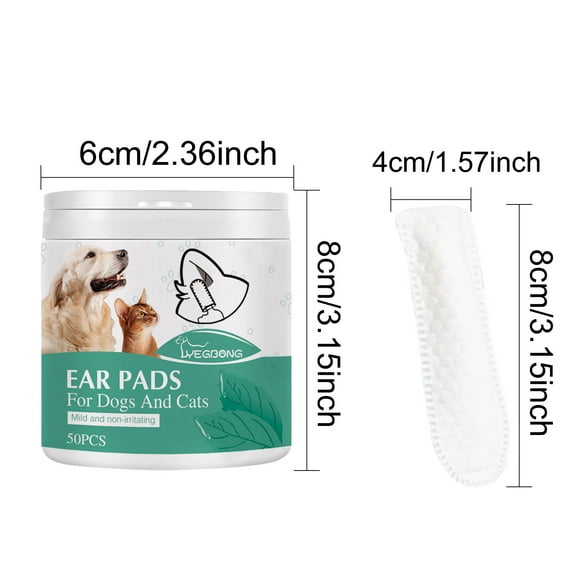 SLYNSHome Ear Cleaner Finger Wipes for Dogs & Cats,50 Count Soft Disposable Otic Cleaning Pads,Gently Remove Wax,Dirt & Odor,Relieve Itching,Non-Irritating Pet Ear Care