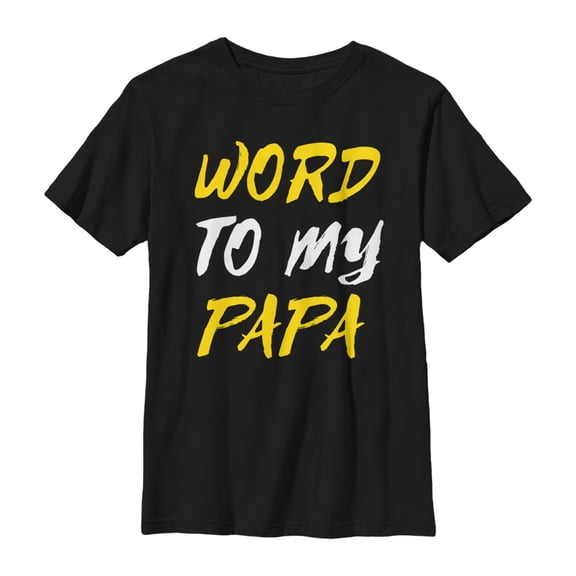 Boy's Lost Gods Father's Day Word Papa  Graphic Tee Black Medium