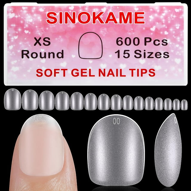 Gel transparente para uñas SINOKAME, extracorto y redondo, sin lima, 600 unidades