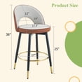 thumbnail image 5 of Set of 4 360 ° Rotatable Bar Chair, Modern PU Comfortable Upholstered Bar Chair with Smooth and Beautiful Metal Legs for Dining Room, Kitchen, Terrace and Guest Office Chair (Brown), 5 of 12