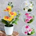 thumbnail image 4 of 4Pcs Artificial Orchid Flowers Mini Potted Orchid Flowers Fake Orchids with Plastic Vase for Home Office Wedding Table Centerpiece Decoration(White,Yellow,Pink,Light Pink), 4 of 7