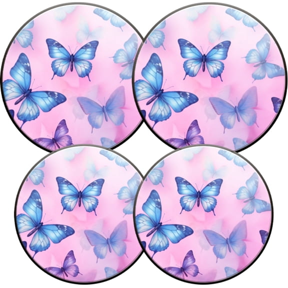 Gas Stove Burner Cover,Electric Stove Top Protector,Easy to Clean,Blue and Purple Butterflies on a Pink Background