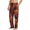 thumbnail image 5 of Men's Pajama Pants with Pockets Sleepwear Lounge Pants Stretch Casual Halloween Black Cats and Pumpkins, 5 of 7