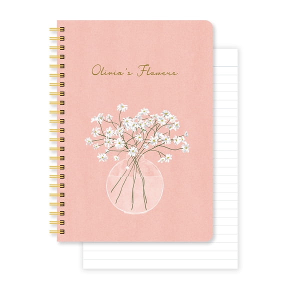 Monolike Olivia's Flowers Series.2 A5 Line Spiral Notebook, 01. Pink Vase - Hardcover 5.83 x 8.27inch 128 Page