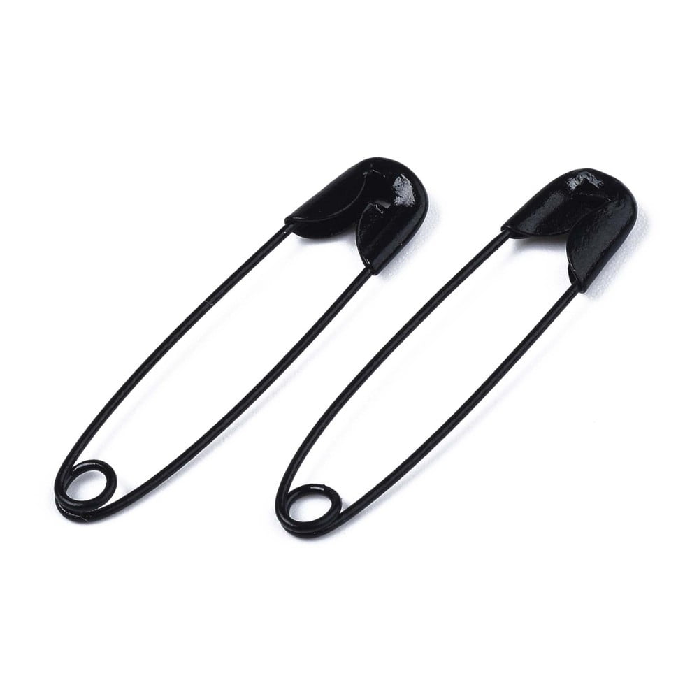 1000pc Spray Painted Iron Safety Pins Cadmium Free & Nickel Free & Lead Free Black 30~31x7x2.5mm