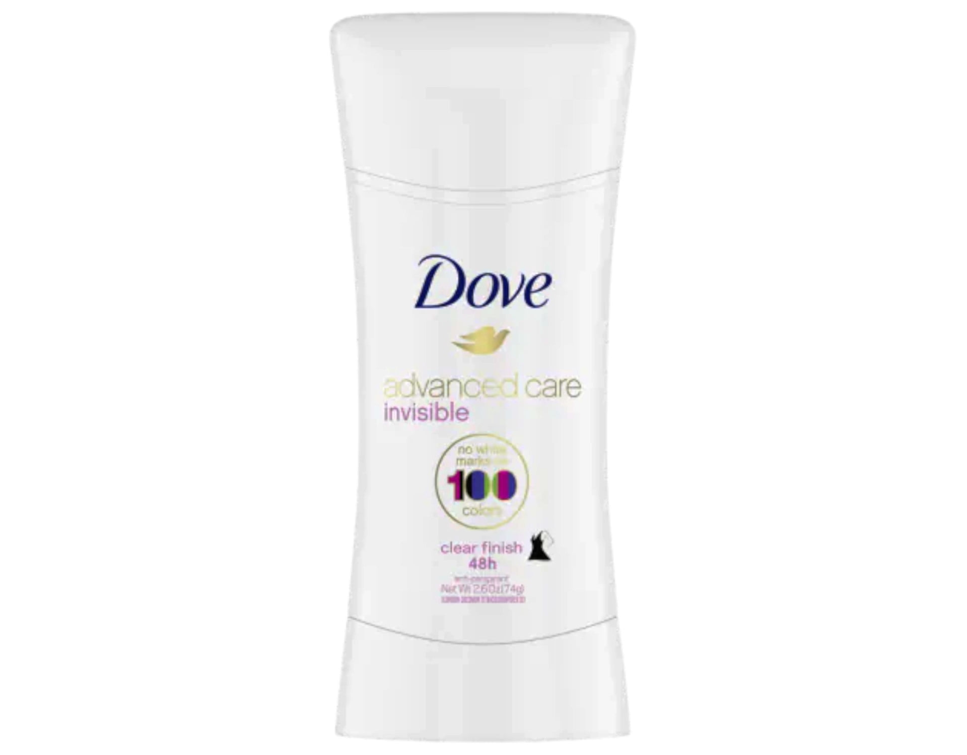 Dove Advanced Care Invisible Stick Antiperspirant Deodorant, Clear Finish 2.6 oz (Pack of 2)