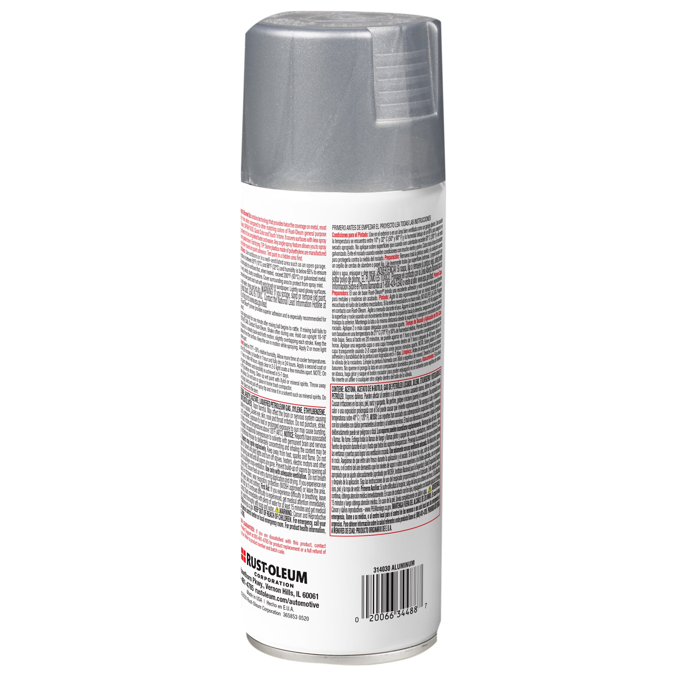 6 Pack, Aluminum, Rust-Oleum Automotive Satin Acrylic Enamel 2X Spray Paint-314030, 12 oz