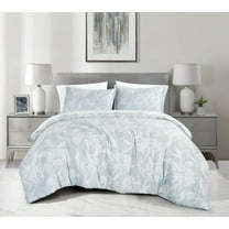 Chezmoi Collection Freesia 7-Piece Floral Bed in a Bag King, Gray/White, Jacquard Textured Lightweight Bedding for All Season (1 Comforter, 2 Shams, 2 Pillowcases, 1 Flat Sheet, 1 Fitted Sheet)