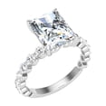 thumbnail image 2 of Dash Jewelry 2 Ct Moissanite Ring - 14K White Gold Plated Hidden Moissanite Engagement Wedding Ring - Radiant Cut Solitaire with Accents Moissanite Ring for Her - Gift for Marking Milestones, 2 of 6