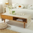 thumbnail image 5 of WCHUANG Coffee Table Cloth, Table Cover with Pockets and Tassel, Cotton Linen Rectangle Tablecloths Washer Dryer Fridge Top Dust Cover, 5 of 5
