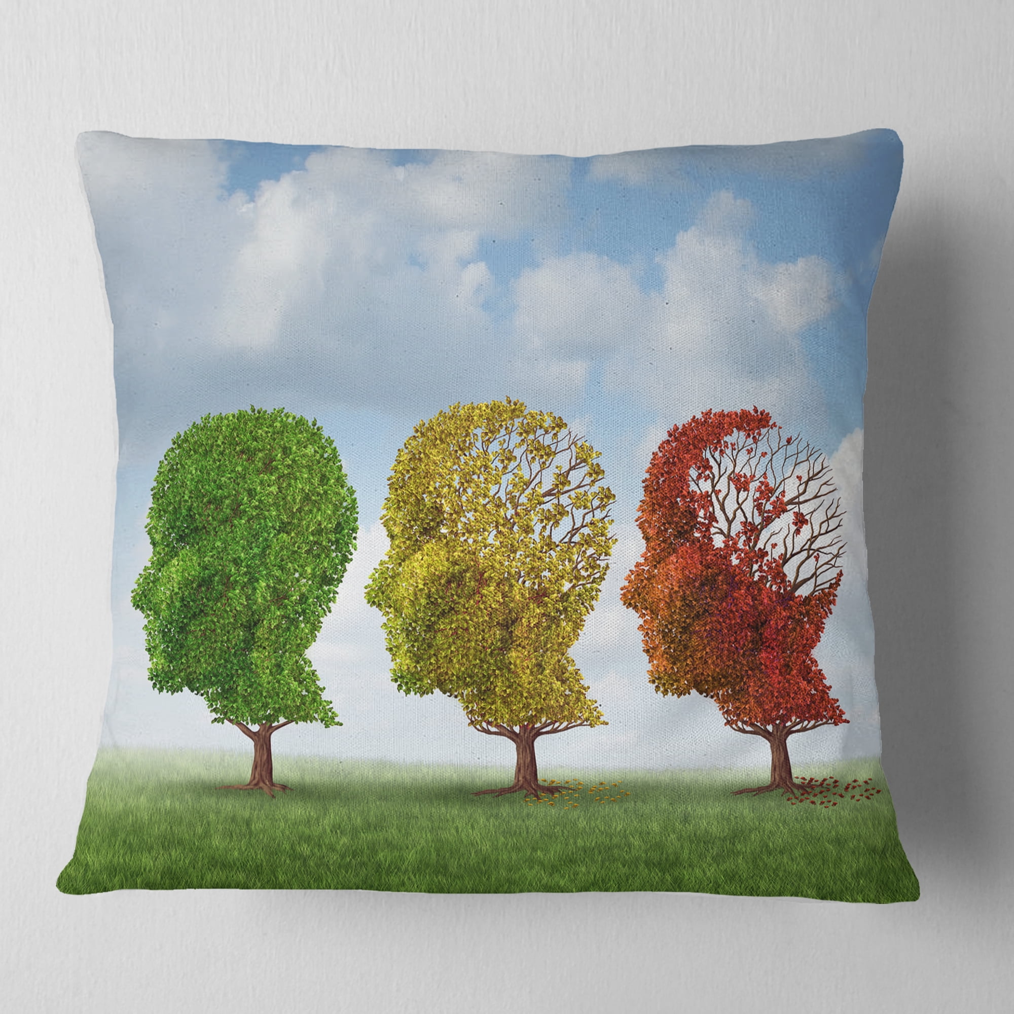 Designart Brain Aging - Abstract Throw Pillow - 16x16