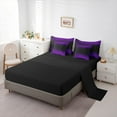 thumbnail image 5 of jejeloiu Vintage Geometric Striped 7 Pieces Bedding Comforter Set,Modern Abstract Art Full Bedding Set,Black Purple Fitted Sheet Flat Sheet For Men Women,Luxury Bedroom Decor Reversible, 5 of 8