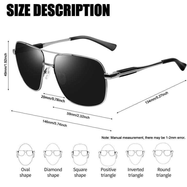 Joopin Men's Square Polarized Aviation Sunglasses photo 2
