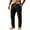 AS19_Black, variant on Men's Casual Linen Pants Elastic Waist Drawstring Summer Beach Trousers with Pockets Lightweight Straight Leg Slacks Black S