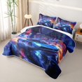 thumbnail image 3 of Castle Fairy Cyberpunk Blue Car Twin Quilt Set,Neon City Twin Coverlet Set for Bedroom,Blue and Orange, 3 of 7
