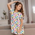 thumbnail image 3 of Haiem Colorful Rabbit Print Women’s Short-sleeved Nightdress – Comfortable and Loose-Fit Sleepwear, Soft Cotton Sleep Shirt for Relaxing, Casual Nightdress, 3 of 6