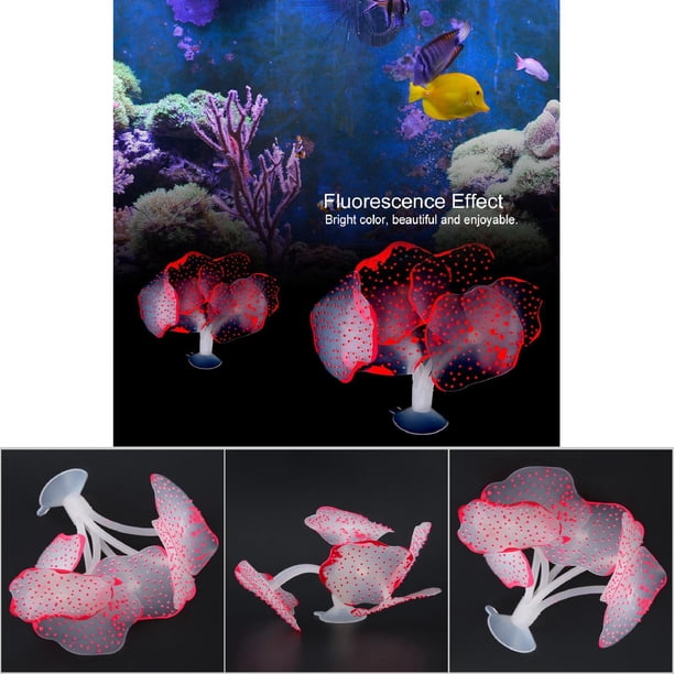 Acuario Simulación Silicona Artificial Coral Pecera Decoración Ornamento Rojo