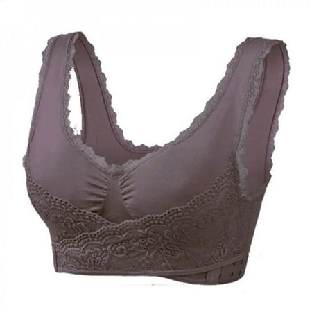 

Women S Front Cross Side Buckle Gathered Bra Large Size No Steel Ring Lace Edge Running Yoga Shockproof Sports Underwear