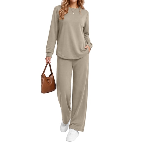 Fantaslook Two Piece Sets for Women Fall Travel Vacation Outfits Wide Leg Pants Lounge Sets Dressy Matching Sets Womens Sweatsuits