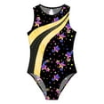 thumbnail image 3 of vastwit Girls Metallic Gymnastics Leotard Sleeveless Keyhole Back One Piece Ballet Dance Unitard Black Stars 8, 3 of 5