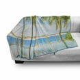 thumbnail image 3 of Landscape Soft Flannel Fleece Throw Blanket, Exotic Beach with Pool Nature with Soft Sun Rays Holiday Theme Print, Cozy Plush for Indoor and Outdoor Use, 70" x 90", Green Blue, by Ambesonne, 3 of 6