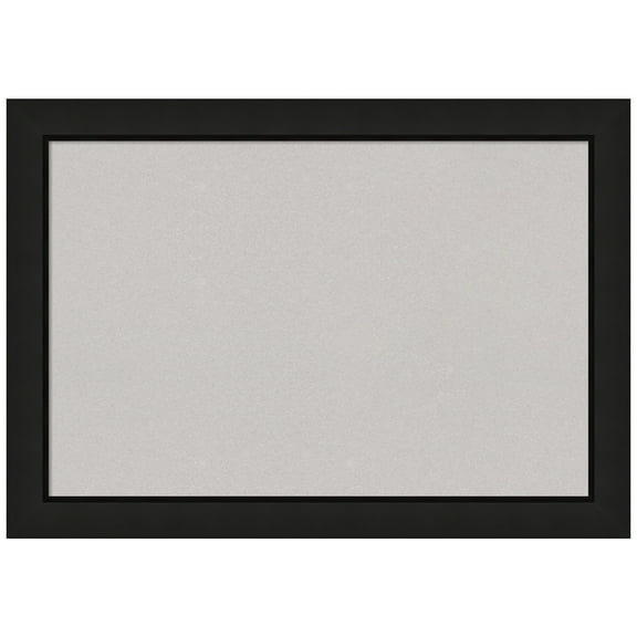 Amanti Art Grey Cork Board Wood Framed Midnight Black Narrow Bulletin Board 27 in. x 19 in.