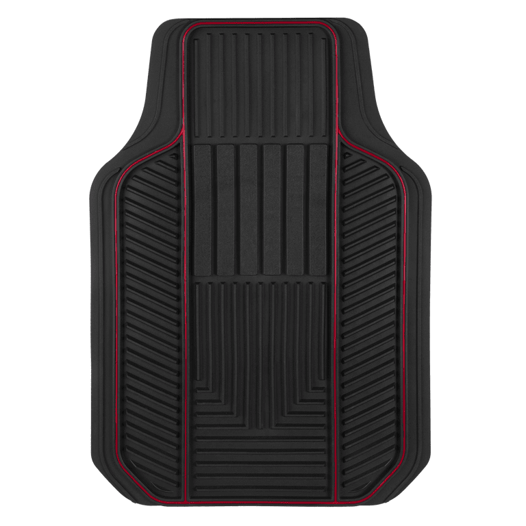 Auto Drive 4pc Rubber Floor Mats Hybrid Sports Red - Universal Fit, Size: 28.35 inch x 19.69 inch, Black