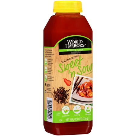 (4 Pack) World Harbors Maui Mountain Sweet 'N Sour Sauce & Marinade, 16 (The Best Sweet And Sour Sauce)