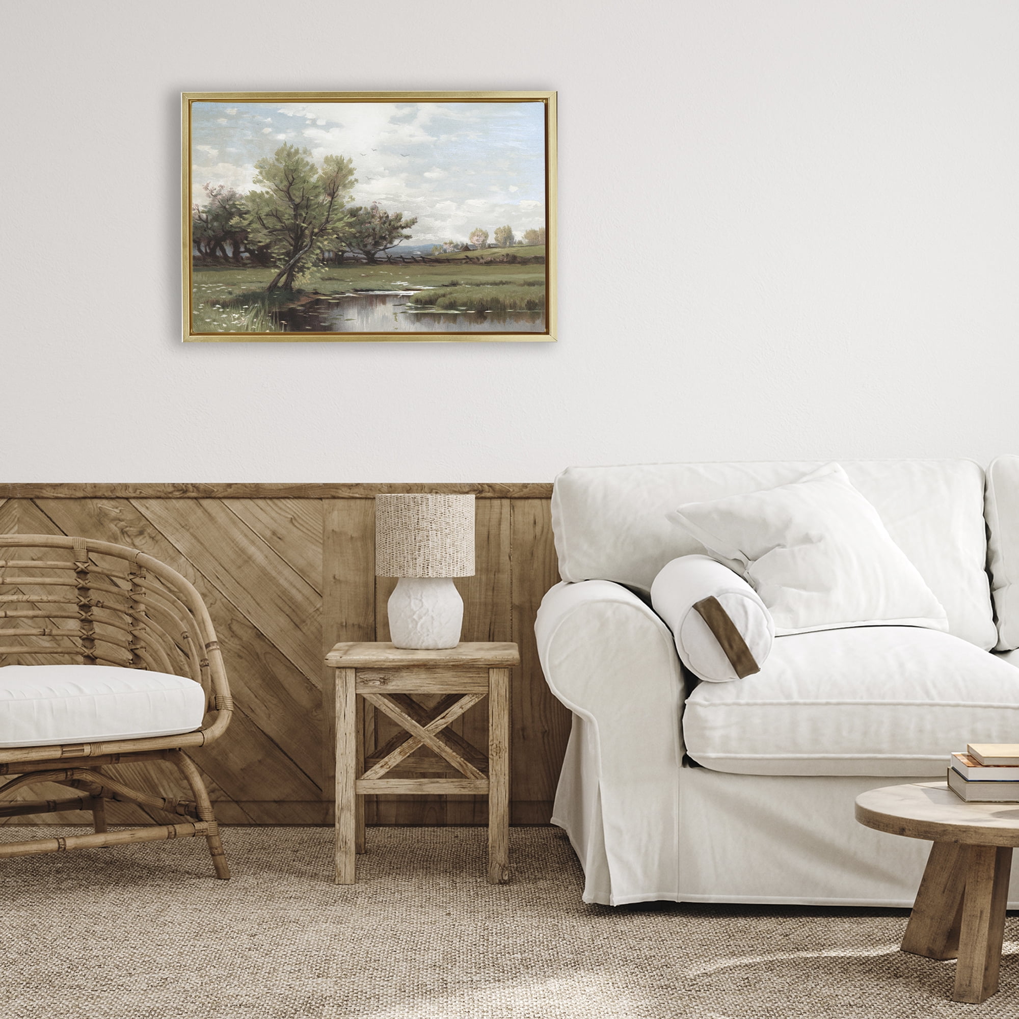 Stupell Industries Ecstatic Spring Landscape Gold Framed Floater Canvas Wall Art, design by Lula Bijoux & co.
