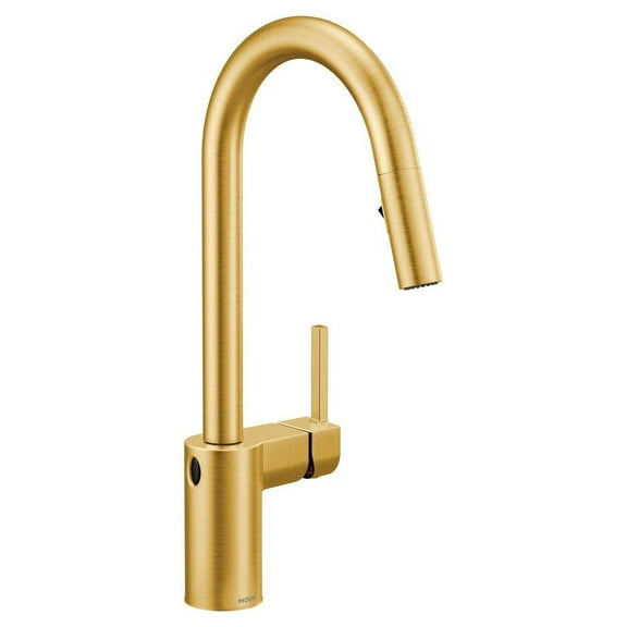 Moen 7565EWBG Align Single Handle Pull Down Touchless Kitchen Faucet in Brushed Gold