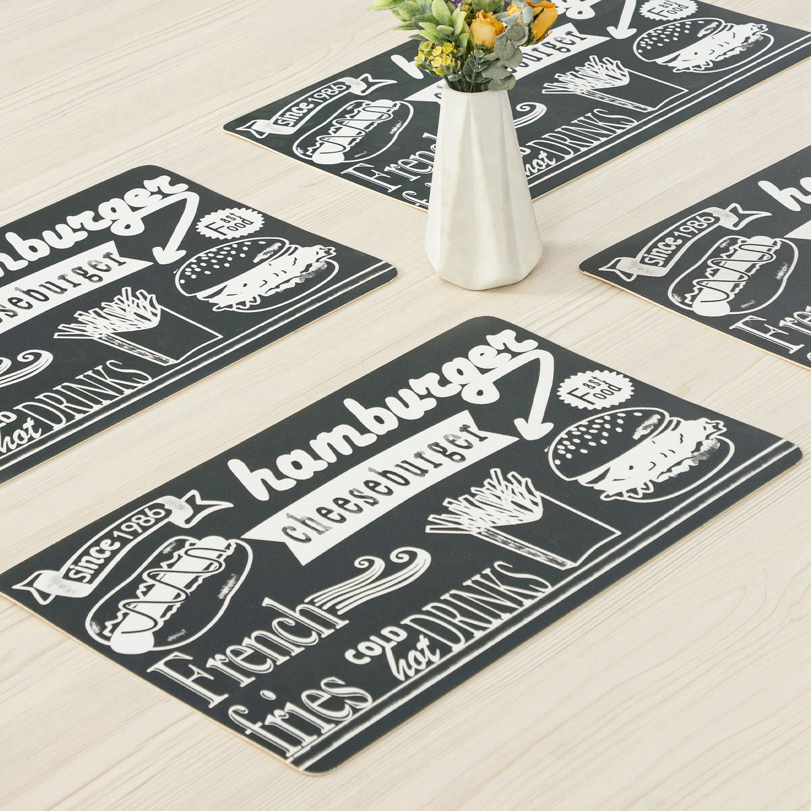 RAY STAR Placemats Set of 4, Vinyl Washable Wipeable Place Mats-12inx18in, Heat Resistant Waterproof Place Mat