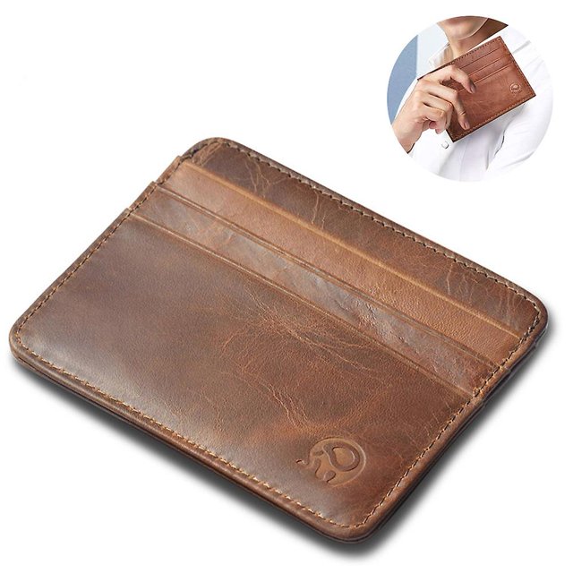 Cartera fina minimalista de piel con bolsillo frontal y bloqueo Rfid tamaño mediano Sincero Hogar