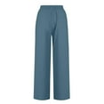 thumbnail image 6 of WIZUTIZ Work Pants Women Plus Size Casual Loose Wide Leg Slacks Pants Spandex Elastic High Waist 7/8 Length Pants Solid with Pockets Slacks Pants for Lady Fitness Outdoor Blue, 6 of 6