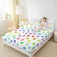 thumbnail image 4 of Manfei Colorful Initial Letter Queen Sheet Sets, Cartoon Monogrammed Flat Sheet, Teen Boy Girl Kid Queen Fitted Sheet, Ultra Soft Home Decor, 4 Pieces, 4 of 7