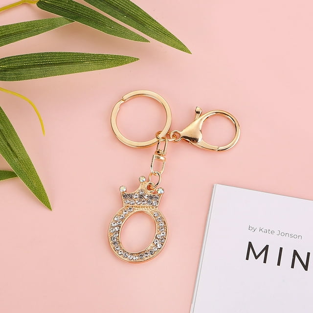 Stylish Metal Alphabet Letter Keychain Fashion Jewelry Accessory for Bags and Personal Items with Exquisite Encrusted Detailing