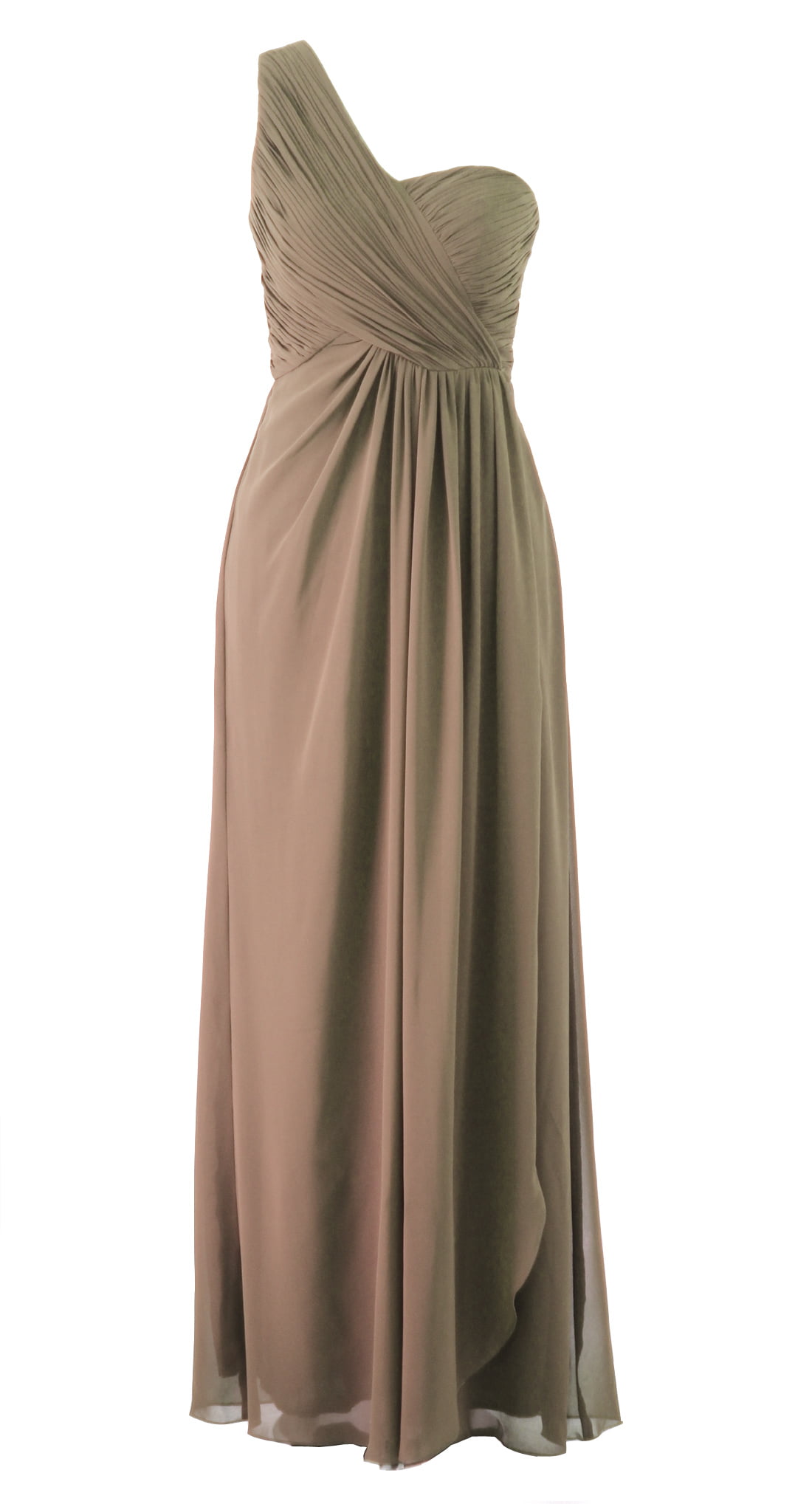 Now and Forever Womens One Shoulder Pleated Chiffon Bridesmaid Dress Long Formal Evening Prom Gown