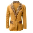 thumbnail image 5 of Women's Velvet Blazer, Leopard Print Collar Jacket, Single Button Slim Fit Blazer, Long Sleeve Business Blazer, Notch Lapel Work Jacket, Fashion Office Wear, Classic Style Blazer Yellow, 5 of 7
