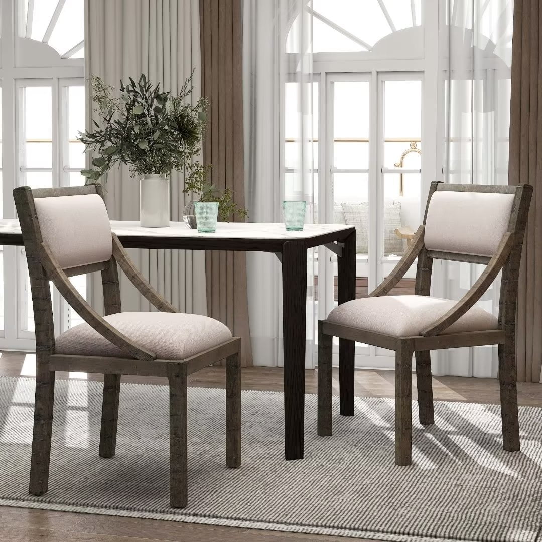 Modern Accent Dining Chairs Set of 2, Retro Wood Dining Chairs