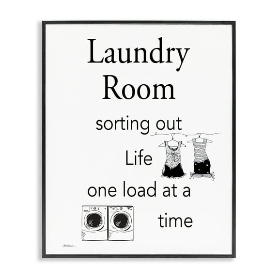 Stupell Industries Funny Minimal Laundry Phrase Bath & Laundry Painting Black Framed Art Print Wall Art, 11 x 14