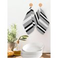thumbnail image 2 of Black Gray Striped Kitchen Dish Towels for Drying Dishes Set of 2, Contemporary Minimalist Lines Art Waffle Weave Microfiber Hand Tea Bathroom Towels Quick Dry & Absorbent Towel 12x12, 2 of 7