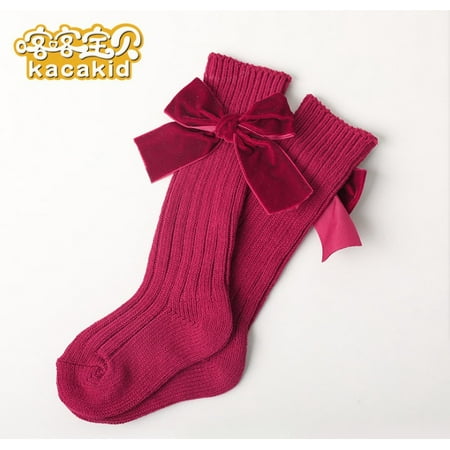 

Knitted Warm Knee High Socks for Toddler Girls Bowknot Anti-Slip Mid Long Socks Knee High Tube Soft Cotton Long Stockings